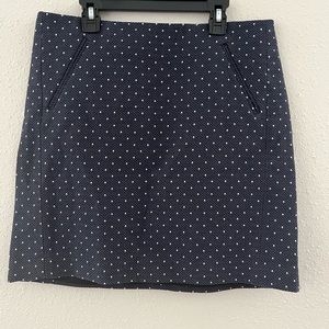 Navy/white polka dot Loft skirt. Size 8